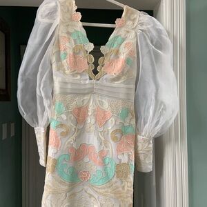 ASOS Edition Cream Dress with Floral Embroidery